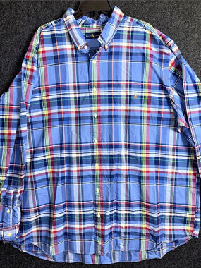 Ralph Lauren Plaid Button Down in Blue Size 3XB Like New